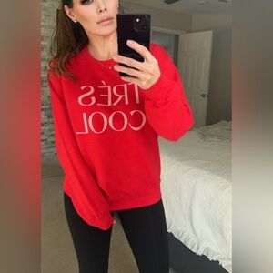 Trendy Red Graphic Sweatshirt